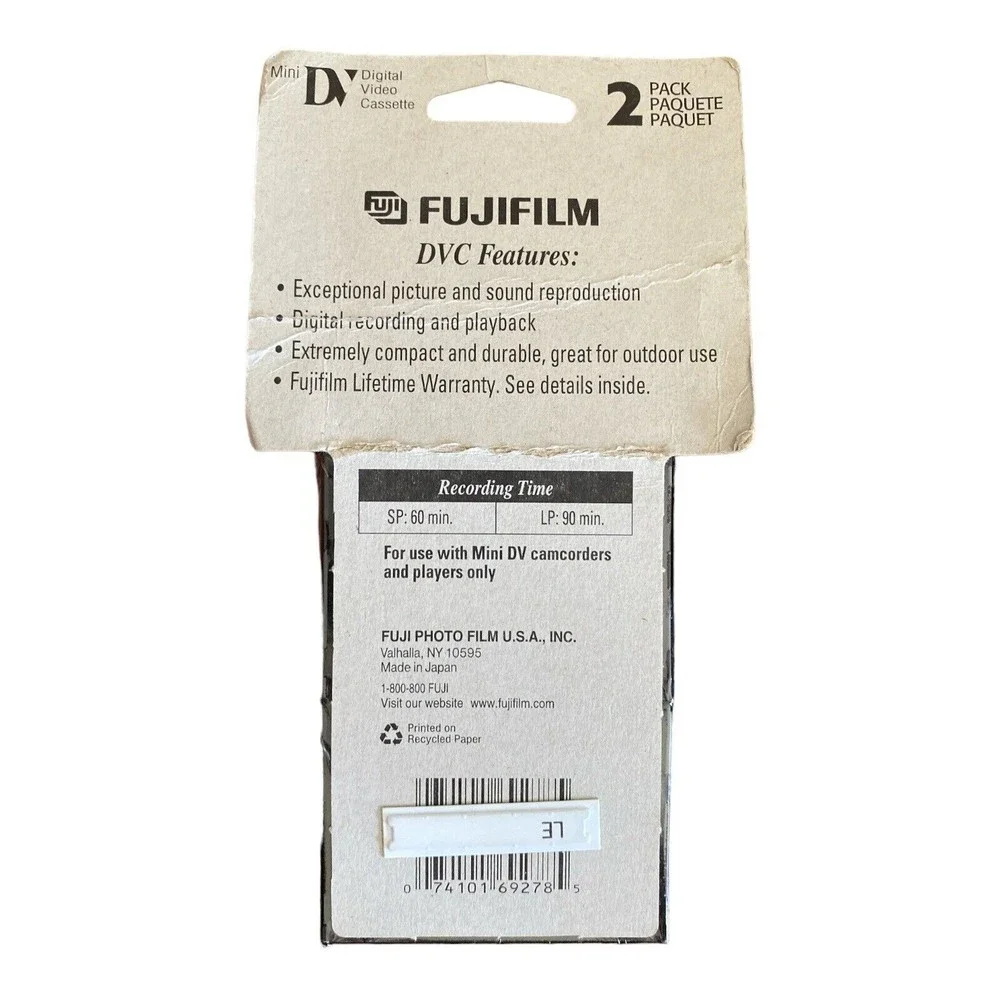 Pack of 2 Fujifilm DVC Mini DV Digital Video Cassettes 60 Min SP - NOS Sealed